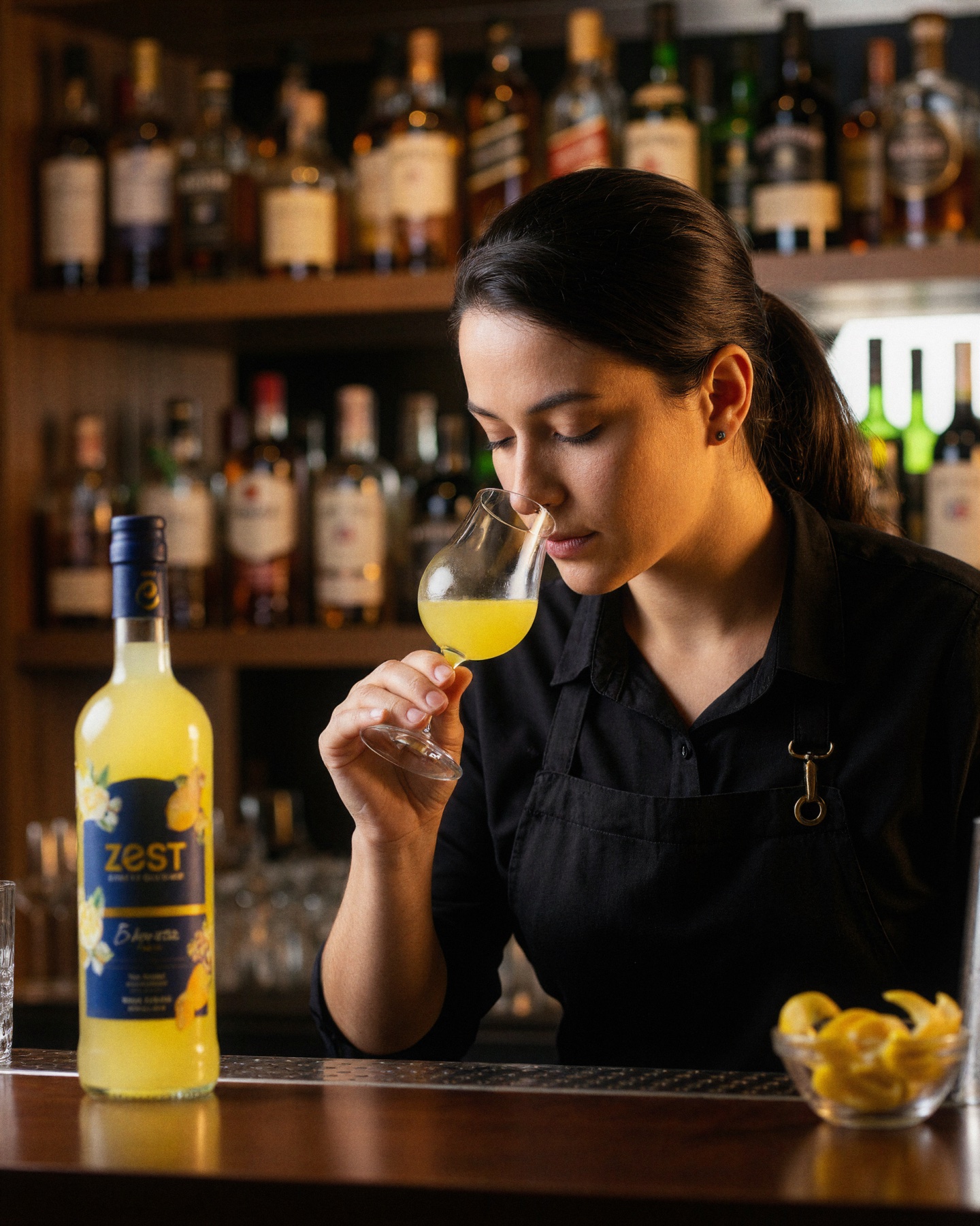 Bartender provando o Zest Limoncello